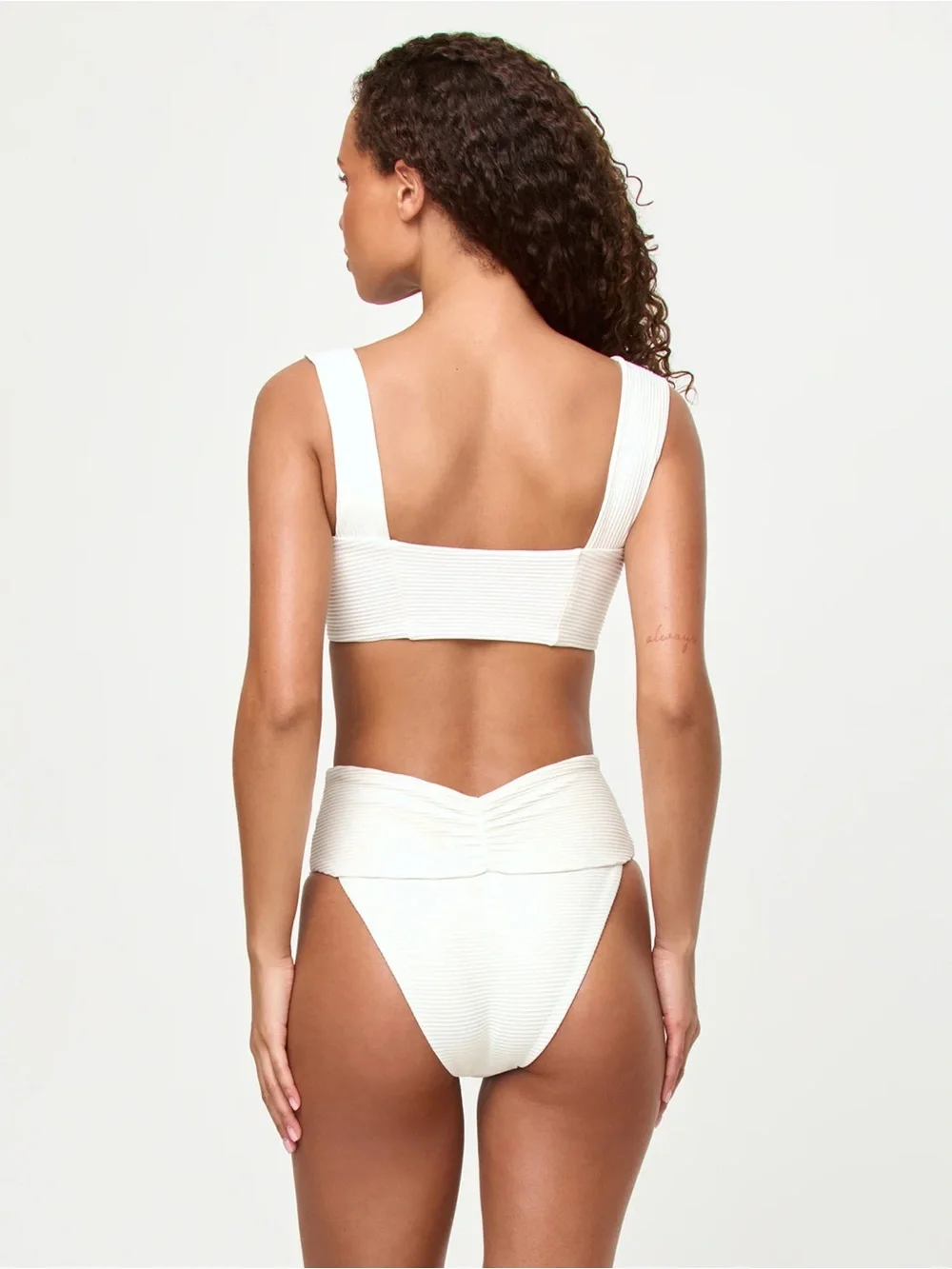L Space Marlee Bikini Top - Cream Ribbed Swim - small nwt